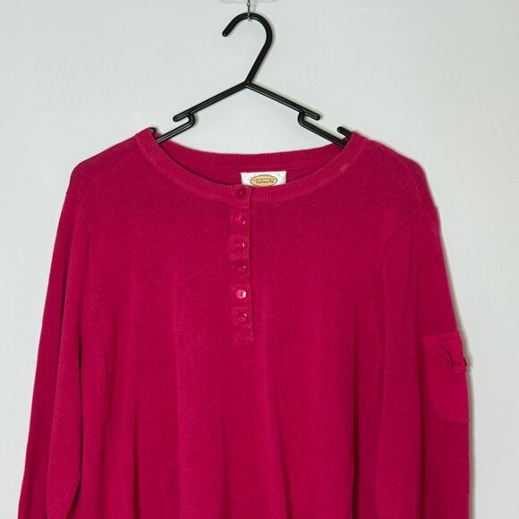 Talbots Linen Cotton Blend Long Sleeve Knit Lightweight Sweater Pink XL VIntage - Picture 2 of 8
